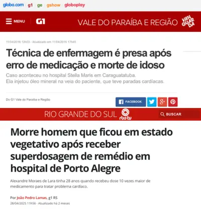 Notícia sobre consequências de erro em administração